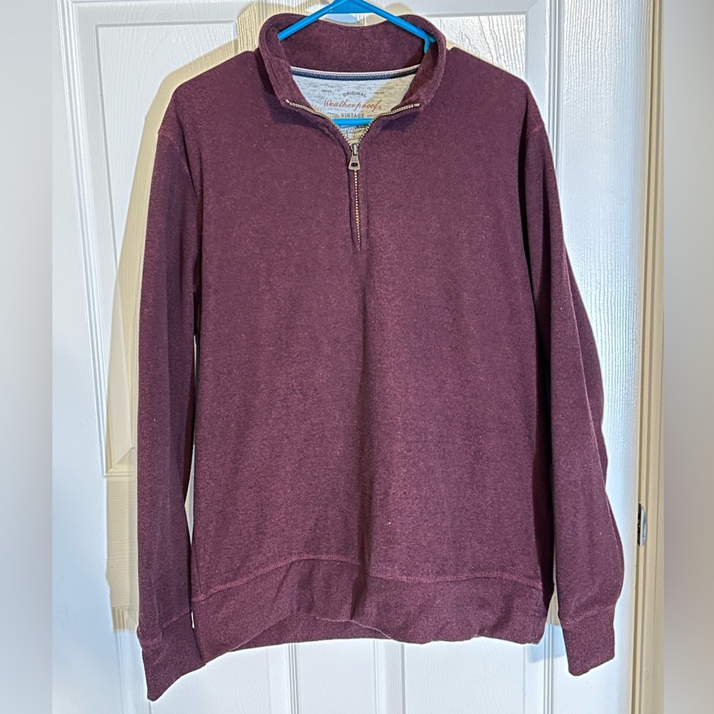 Weatherproof Men's Medium Maroon Half Zip Sweater